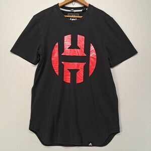 Adidas James Harden T Shirt Mens Medium M Black Red Basketball Logo